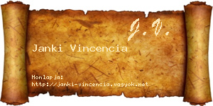 Janki Vincencia névjegykártya